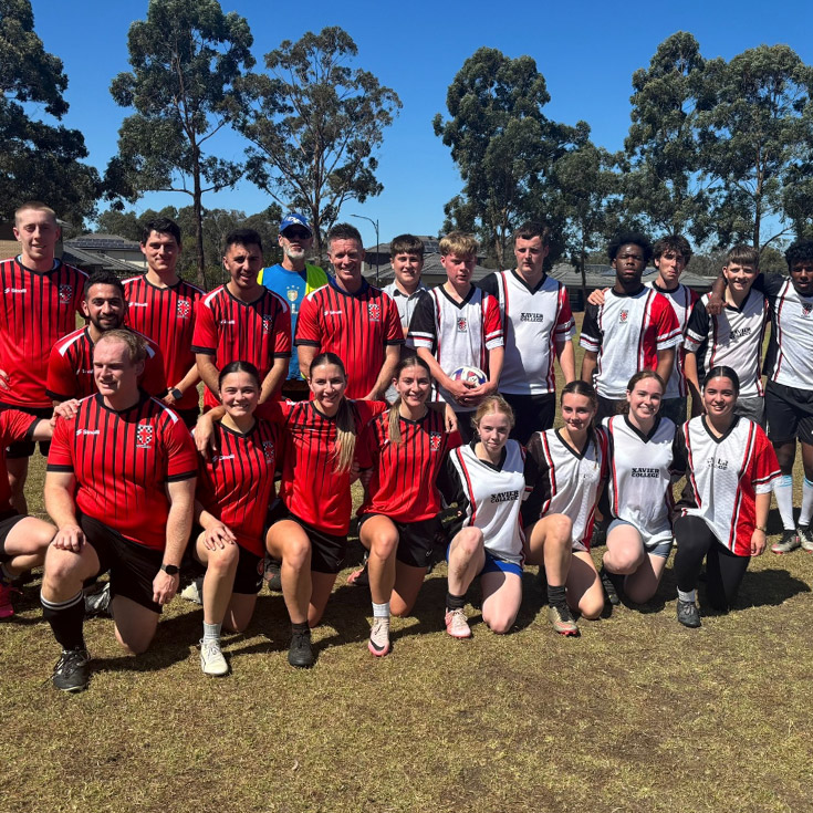 Students representing Xavier College Llandilo in soccer during a gala day