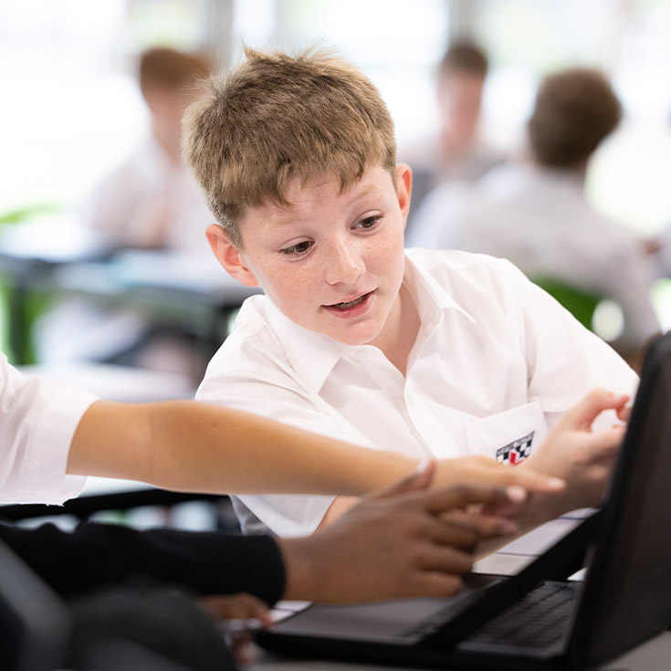Student learning in the classroom at Xavier College Llandilo