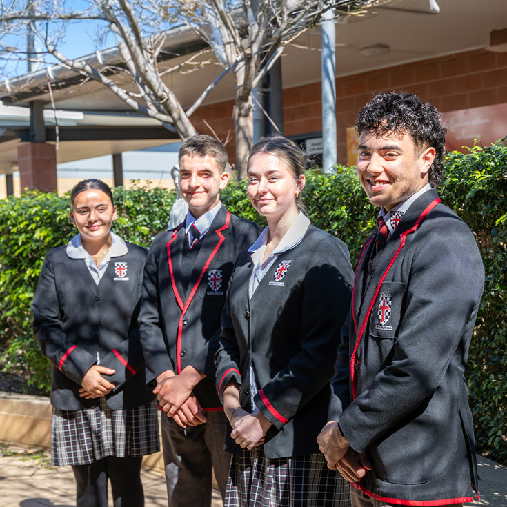 Students wearing their full school uniform at Xavier College Llandilo