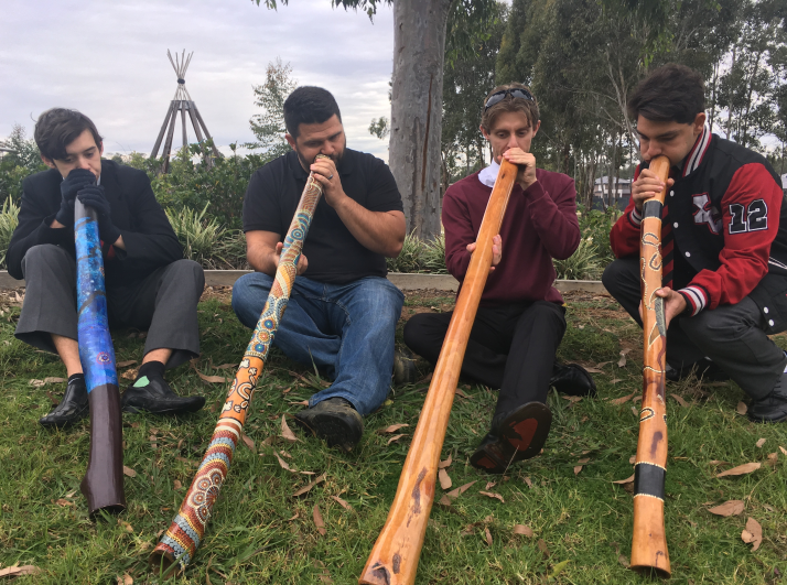 Didgeridoo players at Xavier College Llandilo