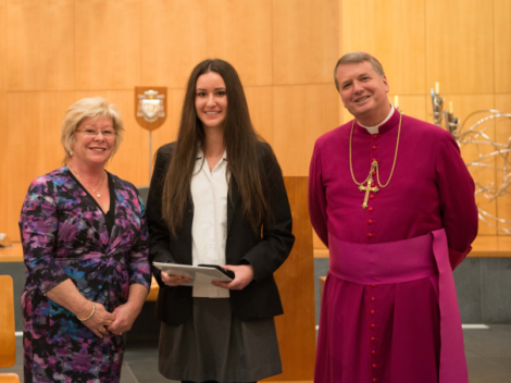 Alana Angeli with Sue Walsh and Bishop Anthony Fisher OP