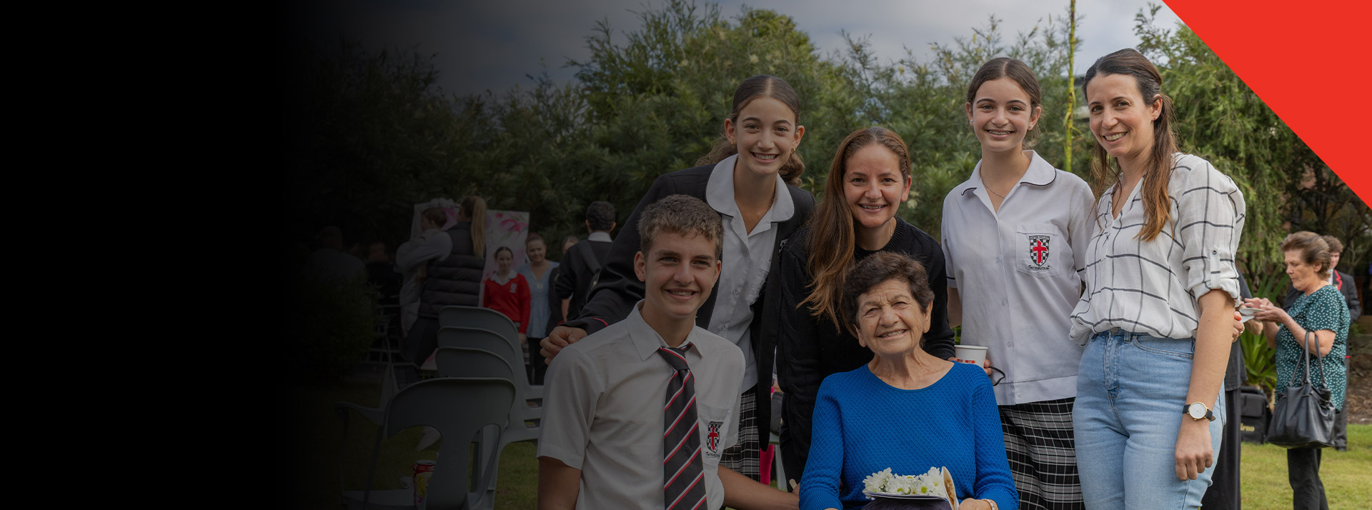 Students with their family at a school event at Xavier College Llandilo
