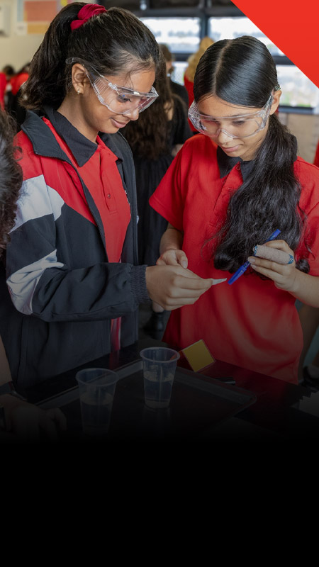 Students working together in the science lab at Xavier College Llandilo