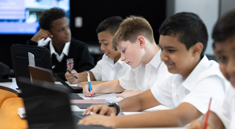 Students learning together in the classroom at Xavier College Llandilo